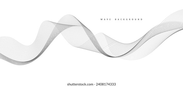 Lines for the background. Black stripes on a white background. Set of wavy lines. Multiple line waves. Creative line art. Grey waves with lines. Vector waves set. Curved wavy line, smooth stripe.