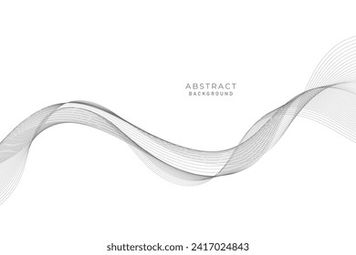 Lines for the background. Black stripes on a white background. Set of wavy lines. Multiple line waves. Creative line art. Grey waves with lines. Vector waves set. Curved wavy line, smooth stripe.