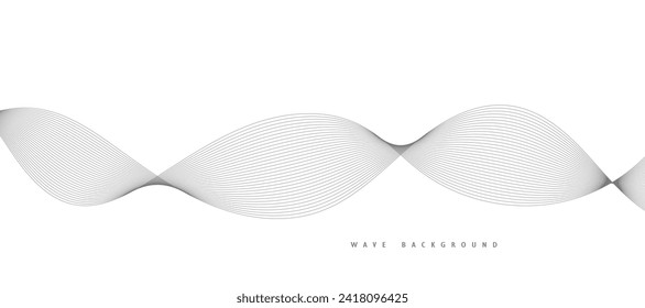 Lines for the background. Black stripes on a white background. Set of wavy lines. Multiple line waves. Creative line art. Grey waves with lines. Vector waves set. Curved wavy line, smooth stripe.