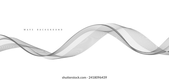 Lines for the background. Black stripes on a white background. Set of wavy lines. Multiple line waves. Creative line art. Grey waves with lines. Vector waves set. Curved wavy line, smooth stripe.