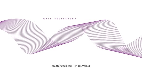 Lines for the background. Black stripes on a white background. Set of wavy lines. Multiple line waves. Creative line art. Purple waves with lines. Vector waves set. Curved wavy line, smooth stripe.