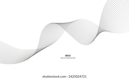 Lines for the background. Black stripes on a white background. Set of wavy lines. Multiple line waves. Creative line art. Grey waves with lines. Vector waves set. Curved wavy line, smooth stripe.