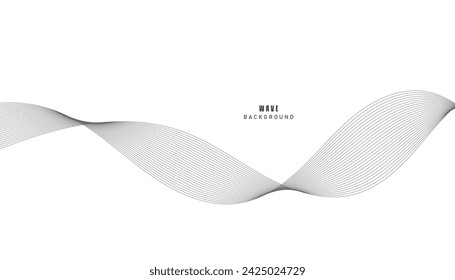 Lines for the background. Black stripes on a white background. Set of wavy lines. Multiple line waves. Creative line art. Grey waves with lines. Vector waves set. Curved wavy line, smooth stripe.
