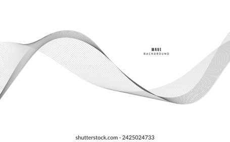 Zeilen für den Hintergrund. Schwarze Streifen auf weißem Hintergrund. Satz von Wellenlinien. Mehrere Leitungswellen. Kreative Linienkunst. Graue Wellen mit Linien. Vektorwellen eingestellt. Gebogene Wellenlinie, glatter Streifen.