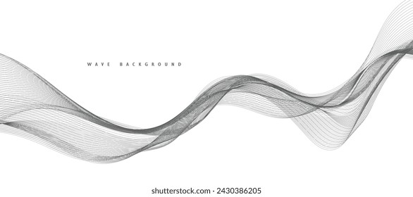 Lines for the background. Black stripes on a white background. Set of wavy lines. Multiple line waves. Creative line art. Grey waves with lines. Vector waves set. Curved wavy line, smooth stripe.