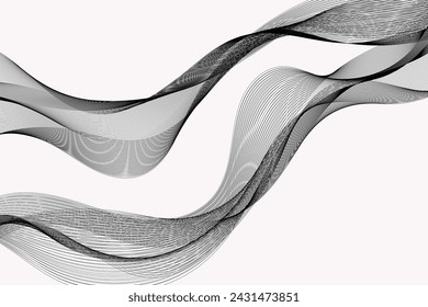 Líneas para el fondo. Rayas negras sobre fondo blanco. Conjunto de líneas onduladas. Varias ondas de línea. Arte de líneas creativas. Ondas grises con líneas. Vector ondas conjunto. Línea ondulada curva, banda lisa.