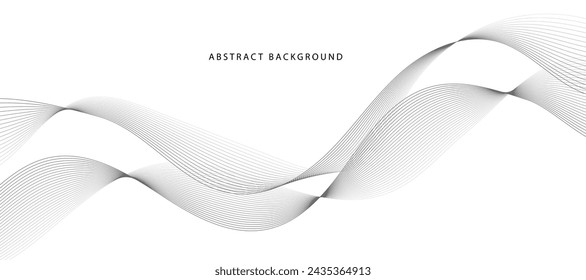 Zeilen für den Hintergrund. Schwarze Streifen auf weißem Hintergrund. Satz von Wellenlinien. Mehrere Leitungswellen. Kreative Linienkunst. Graue Wellen mit Linien. Vektorwellen eingestellt. Gebogene Wellenlinie, glatter Streifen.