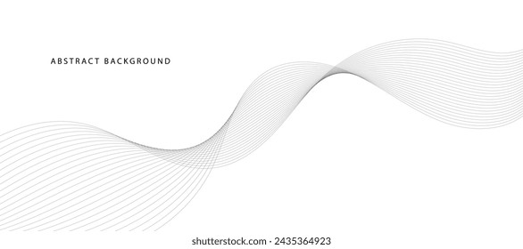 Lines for the background. Black stripes on a white background. Set of wavy lines. Multiple line waves. Creative line art. Grey waves with lines. Vector waves set. Curved wavy line, smooth stripe.