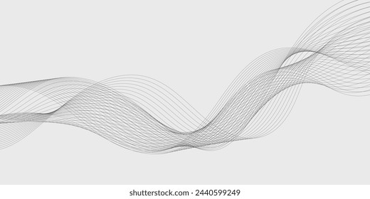 Líneas para el fondo. Rayas negras sobre fondo blanco. Conjunto de líneas onduladas. Varias ondas de línea. Arte de líneas creativas. Ondas grises con líneas. Vector ondas conjunto. Línea ondulada curva, banda lisa.