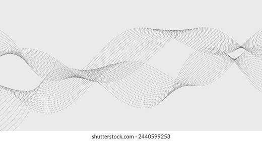 Lines for the background. Black stripes on a white background. Set of wavy lines. Multiple line waves. Creative line art. Grey waves with lines. Vector waves set. Curved wavy line, smooth stripe.