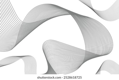 Lines for the background. Black stripes on a white background. Abstract vector background with black wavy lines. Dynamic wave pattern.