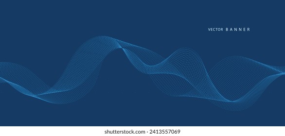 Lines for the background. Blue stripes on a blue background. Set of wavy lines. Multiple line waves. Creative line art. Blue waves with lines. Vector waves set. Curved wavy line, smooth stripe.