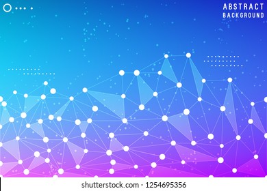 Lines Background Dots with Connections for your Design. Geometric Vector Concept of Science, Chemistry, Biology, Medicine, Technology, Business. 