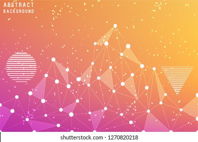 Lines Background Dots with Connections for your Design. Geometric Vector Concept of Science, Chemistry, Biology, Medicine, Technology, Business. 