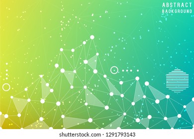 Lines Background Dots with Connections for your Design. Geometric Vector Concept of Science, Chemistry, Biology, Medicine, Technology, Business. 