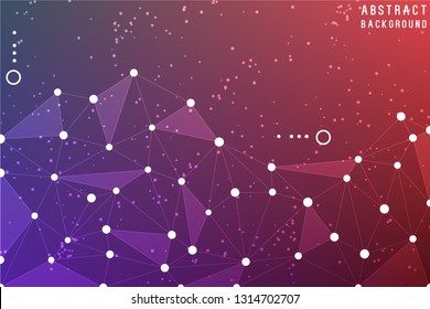 Lines Background Dots with Connections for your Design. Geometric Vector Concept of Science, Chemistry, Biology, Medicine, Technology, Business. 