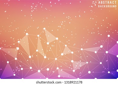 Lines Background Dots with Connections for your Design. Geometric Vector Concept of Science, Chemistry, Biology, Medicine, Technology, Business. 