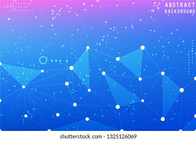 Lines Background Dots with Connections for your Design. Geometric Vector Concept of Science, Chemistry, Biology, Medicine, Technology, Business. 