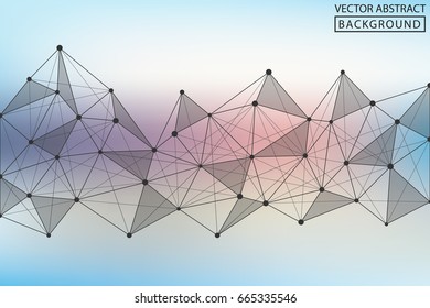 Lines background dots with connections for your design. Molecule and communication background. Vector illustration