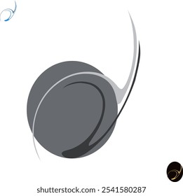Lines and ball. Logo sound, movement. Gray and blue colors.