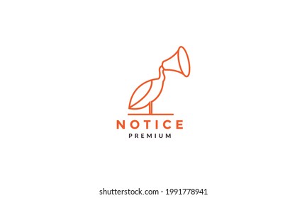 línea pájaro con símbolo de logotipo de altavoz símbolo vector ilustración de icono diseño gráfico