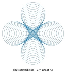 Lines blend, abstract blue shape, vector illustration.
