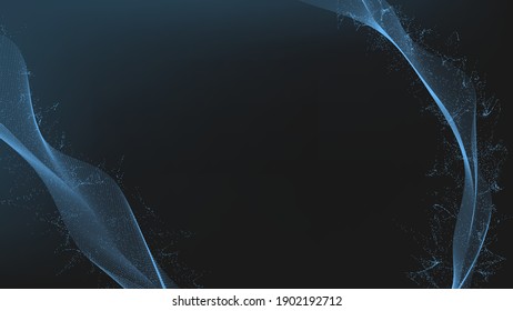 The lines are blue abstract wavy, on a dark background. Vector poster with indentation for the text. Banner.