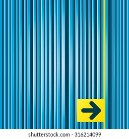 Lines blue background. Arrow sign icon. Next button. Navigation symbol. Yellow tag label. Vector