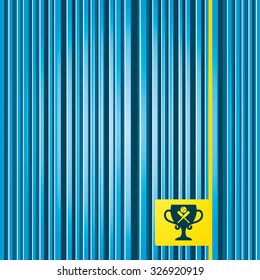 Lines blue background. Baseball bats and ball sign icon. Sport hit equipment symbol. Winner award cup. Yellow tag label. Vector