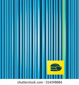 Lines blue background. Hamburger icon. Burger food symbol. Cheeseburger sandwich sign. Yellow tag label. Vector