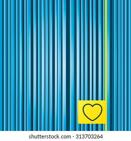 Lines blue background. Heart sign icon. Love symbol. Yellow tag label. Vector