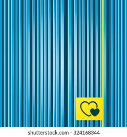 Lines blue background. Hearts sign icon. Love symbol. Yellow tag label. Vector