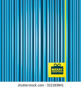 Lines blue background. Merry christmas gift sign icon. Present symbol. Yellow tag label. Vector