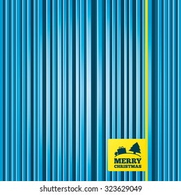 Lines blue background. Merry christmas gift sign icon. Present and tree symbol. Yellow tag label. Vector