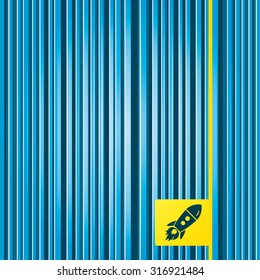 Lines blue background. Start up icon. Startup business rocket sign. Yellow tag label. Vector