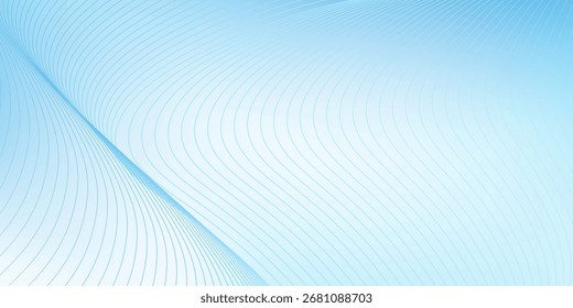 Lines blue gradient background with shining lines waves abstract modern simple art