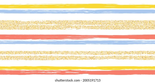 Las líneas de pincel rayas el patrón de verano sin soldadura. Linen de estilo chic. Textura dibujada a mano. La camiseta de verano no tiene fondo. Pared decorativa con papel pintado en la pared. Tirar textiles por toda la impresión.