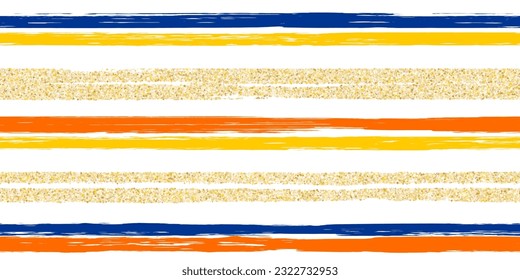 Las líneas de pincel rayas el patrón de verano sin soldadura. Linen de estilo chic. Textura dibujada a mano. La camiseta de verano no tiene fondo. Pared decorativa con papel pintado en la pared. Tirar textiles por toda la impresión.