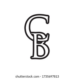 lines C B serif letter logo design vector