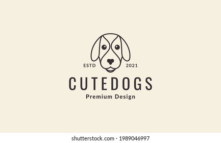 lines cartoon head dog cute logo symbol vector icon illustration graphic design