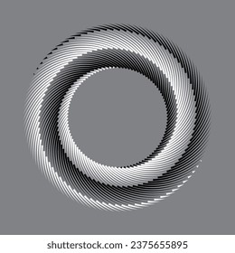 Lines in circle abstract background. Dynamic transition illusion. Yin and Yang symbol psychedelic concept.