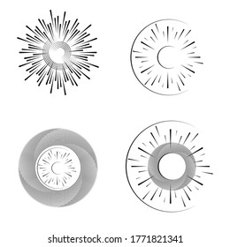 Lines in Circle Form for comic books . Explosion background . Vector Illustration .Technology round Logo . Circular Design element . Abstract Geometric shape . Sunburst .