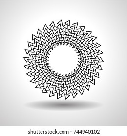 Lines in Circle Form Halftone Dots. Vector Illustration .Technology round Logo . Design element . Abstract Geometric shape .