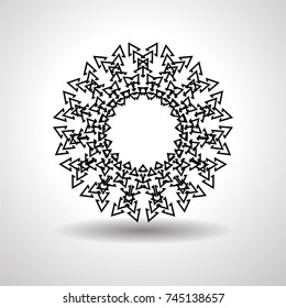 Lines in Circle Form Halftone Dots. Vector Illustration .Technology round Logo . Design element . Abstract Geometric shape .