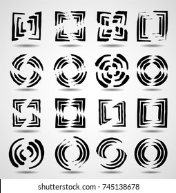 Lines in Circle Form Halftone Dots. Vector Illustration .Technology round Logo . Design element . Abstract Geometric shape .