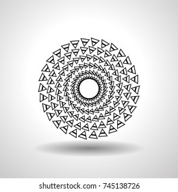 Lines in Circle Form Halftone Dots. Vector Illustration .Technology round Logo . Design element . Abstract Geometric shape .