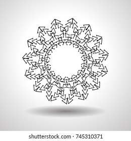 Lines in Circle Form Halftone Dots. Vector Illustration .Technology round Logo . Design element . Abstract Geometric shape .