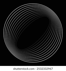 Lines in Circle Form. Linear concentric shape Vector Illustration .Lots of circles form a ring . Design element . Various circle lines forming round frame . Abstract concentric line art logo.