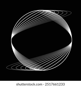 Linhas em forma de círculo . Forma arredondada linear Ilustração vetorial. Muitos círculos formam um anel. Logotipo da Wave . Elemento de design . Várias linhas de círculo formando quadro redondo . Arte de linha geométrica abstrata .