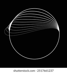 Linhas em forma de círculo . Forma arredondada linear Ilustração vetorial. Muitos círculos formam um anel. Logotipo da Wave . Elemento de design . Várias linhas de círculo formando quadro redondo . Arte de linha geométrica abstrata .